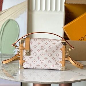 Louis Vuitton Pink Monogram Petite Trunk Shoulder Bag with Tan Trim